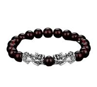 VNVFJKLO Pulseras, Pulsera de Equilibrio con Cuentas Cristales Rojos y Negros Granate, talismán for la Prosperidad, el Dinero Buena Suerte, 7(4)