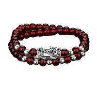 VNVFJKLO Pulseras, Pulsera de Equilibrio con Cuentas Cristales Rojos y Negros Granate, talismán for la Prosperidad, el Dinero Buena Suerte, 7(8)