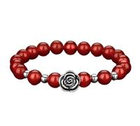 VNVFJKLO Pulseras, Pulsera de Equilibrio con Cuentas Cristales Rojos y Negros Granate, talismán for la Prosperidad, el Dinero Buena Suerte, 7(5)