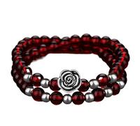 VNVFJKLO Pulseras, Pulsera de Equilibrio con Cuentas Cristales Rojos y Negros Granate, talismán for la Prosperidad, el Dinero Buena Suerte, 7(2)