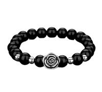 VNVFJKLO Pulseras, Pulsera de Equilibrio con Cuentas Cristales Rojos y Negros Granate, talismán for la Prosperidad, el Dinero Buena Suerte, 7(1)