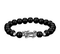 VNVFJKLO Pulseras, Pulsera de Equilibrio con Cuentas Cristales Rojos y Negros Granate, talismán for la Prosperidad, el Dinero Buena Suerte, 7(11)