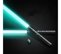 VNVFJKLO Sables láser, Sable de luz Duelo RGB FX 2 en 1 for niños, sables Dobles con empuñadura aleación Aluminio Primera Calidad 7 Colores cambiables, Cosplay Halloween(Black)