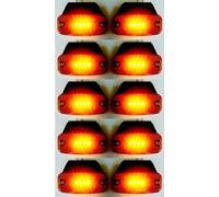 VNVIS 10 luces LED de 4 luces LED de posición lateral perimetral naranja ámbar 12/24 V con soportes extraíbles para camión, caravana, remolque