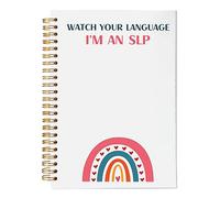 VNWEK SLP - Cuaderno espiral de patología del habla, lenguaje, 5.5 x 8.3 pulgadas, diario de regalos de terapia del habla para terapeuta, cuaderno de espiral con forro de salud mental y arcoíris
