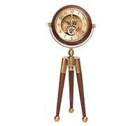 VNwizribc Reloj de sobremesa Metal y Vidrio Madera | Marrón 46x19cm for salón encimera chimenea decoración hogar: silencioso funciona con pilas(Brown2)