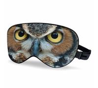 Vnwoalu Antifaz para dormir con diseño de búho cornudo mirando con ojos dorados, para hombres y mujeres, con correa ajustable, para viajes, siesta, meditación
