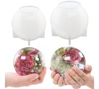 Voaesdk 2 moldes de resina de esfera grande, moldes de resina de silicona de bola de cristal de 4.7 y 4 pulgadas para conservación de flores, moldes de resina epoxi orbe sin costuras para bricolaje,