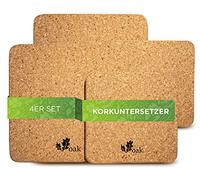 Voak® Juego de posavasos de corcho para macetas | 4 posavasos de corcho cuadrado | 100% corcho natural fabricado en Portugal | 20 cm y 15 cm | base antideslizante lavable al calor