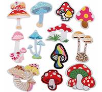 VOANZO 12 Piezas de Parches de Setas para Planchar en la Ropa, Parches Decorativos Bordados, Juego de Apliques, Accesorios de Bricolaje para Ropa, Pantalones, Sombreros, Pantalones Vaqueros