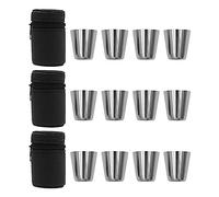 VOANZO 12 Uds Vasos de Metal portátiles de Acero Inoxidable para Acampar Vaso de chupito con Mangas de Copa para Camping Picnics senderismo-30 ml
