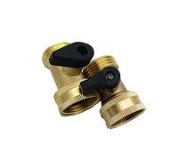 VOANZO 2 conectores de manguera de jardín de latón resistente con válvula de cierre, piezas de manguera de agua de latón, rosca de entrada y salida de 3/4