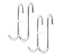 VOANZO 2 ganchos para puerta de ducha de acero inoxidable en forma de S extendidos toallero baño doble ganchos para puerta de cristal de baño para colgar