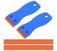VOANZO 2 piezas de herramientas raspadoras con 50 piezas de plástico raspador de limpieza raspador removedor para pegatinas calcomanías etiquetas adhesivas pintura vidrio coche