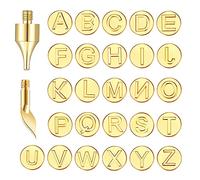 VOANZO 28 Piezas de Letras rápidas para Quemar Madera, Plantillas de Alfabeto para Quemar Madera para repujar y Grabar Manualidades