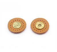 VOANZO 5 juegos de cierres magnéticos redondos de cuero auténtico para costura, para manualidades, bolso de mano, accesorios (marrón)