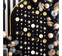 VOANZO 5 Piezas Star Moon Adornos Colgantes Bunting Banner Pared Techo Decoraciones de Fiesta para Twinkle Little Star Primer cumpleaños/Baby Shower/Boda/Habitación de niños (Oro)