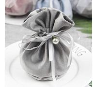 VOANZO 5PCS Bolsa de regalo de boda, Almacenamiento de comida para dulces de boda, Bolsas de terciopelo para dulces Suministros de fiesta Decoración de cumpleaños (gris)