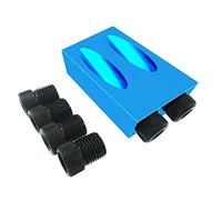 VOANZO 7PCS Set Guía de broca de agujero de bolsillo, Kit de perforación de agujero de bolsillo de 15 grados Herramienta de localización de posicionador de guía de taladro oblicuo para carpintería