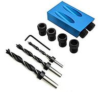 VOANZO 7PCS Set Pocket Hole Drill Guide, 15 Grados Pocket Hole Drilling Kit Carpintería Oblicuo Drill Guide Set Posicionador Localizador Herramienta