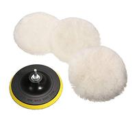 VOANZO Almohadillas de Pulido para pulidoras, capos de Pulido para automóviles de 6 Pulgadas, Lana de Cordero, Kits de Almohadillas de Pulido con Adaptador de Broca M16 Paquete de 5 Piezas