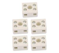 VOANZO Bloque de terminales de cerámica de 5 Piezas, Conector de Porcelana de 2 vías, 10 A, 250 V, terminales de cerámica eléctricos de Alta Temperatura para Conexiones de cableado de Cables