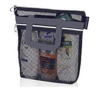 VOANZO Bolsa de ducha de malla portátil ideal para gimnasio, viajes, campamento, playa, color negro