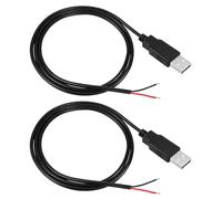 VOANZO Cable USB de 2 Pines Macho Desnudo a Cable Desnudo de 1 m, Conector Macho de 2 Pines para cableado Personalizado, Fuentes de alimentación electrónicas de Bricolaje y Aplicaciones de sensores