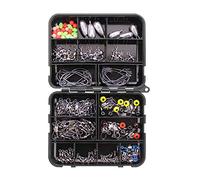 VOANZO Caja de equipo de pesca de 160 piezas - Anzuelo de pesca, gancho de manivela, plomo de plomo, vértebras trigéminas, perla de parada, conector, RNG de 8 palabras