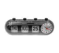 VOANZO Calendario de Escritorio perpetuo con Reloj, Calendario de Escritorio académico de pie con Tapa Manual, Reloj Digital Vintage para decoración de Escritorio de Oficina en casa