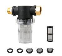 VOANZO Filtro de manguera de jardín, manguera de agua, accesorio de filtro de línea de escombros con pantalla de malla 100, filtro de agua en línea para entrada de lavadora a presión y bomba de