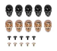 VOANZO Juego de 10 Remaches de Calavera: Remaches Decorativos para Zapatos, Ropa, Bolsos y Accesorios, Bronce y Dorado (5 Piezas Cada uno), Remaches de Calavera Punk para Personalizar