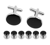 VOANZO Juego de 8 gemelos redondos negros, Regalos para hombres, gemelos y esmoquin para negocios, San Valentín, cumpleaños, boda