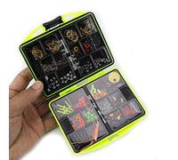 VOANZO Kit de pesca de 184 piezas con caja de aparejos, incluyendo anzuelos, pesas, cabezas de jig, anillos tóricos y judías de pesca