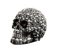 VOANZO Luz LED de calavera de Halloween, adorno de calavera con ojos de luz LED, lámpara de escritorio para mesa de bar, cumpleaños, sorpresa, decoración de fiesta gótica (no incluye batería)