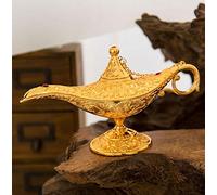 VOANZO Magic Aladdin, Retro Metal Fairy Tale Aladdin Magic Genie Teapot Oil Home Table Decoración (Oro)