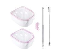 VOANZO Nail Remover Kit 2PCS Nail Soak Off Bowl con pelador de cutículas de Acero Inoxidable Empujador de cutículas Mango Cepillo de uñas para la Limpieza del Cuidado de Las uñas de los pies