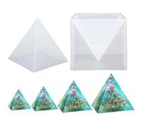 VOANZO Pirámide Molde de silicona 15CM DIY Adorno Decoración Molde Epoxi Color Crema Flor seca Molde Transparente