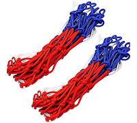 VOANZO - Red de Baloncesto de Alta Resistencia de 2 Piezas, 12 Lazos, Red de Baloncesto, Nailon, Red de Baloncesto, Red de Baloncesto Tricolor, Repuesto para Llantas Interiores o Exteriores