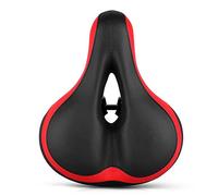 VOANZO Sillín de Bicicleta para sillín de Bicicleta, sillín de Bicicleta Ancho y Suave Cojín de Asiento de Bicicleta para Ciclistas híbridos de MTB Road Gel Comfort (Rojo y Negro)