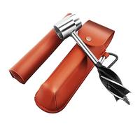 VOANZO Taladro manual de taladro manual con funda de cuero para madera, herramienta de agujero para camping y bushcraft