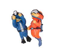 VOANZO uds Adornos de Acuario Decoraciones de peceras flotantes Mini Buzo Ornamento-Naranja + Azul