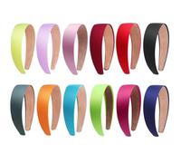 Voarge 12 unids diadema dura de cuero ancho 3 cm de ancho de satén diademas moda cómodas diademas para mujeres (12 colores)