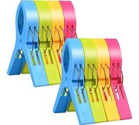 Voarge 8 pinzas para toalla de playa, de plástico, 4 colores, grandes, para secar ropa, toalla de playa, alfombra, etc.