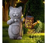 Voarge Estatua de jardín solar, decoración de jardín, luz solar, arte de jardín con farolillo solar, figuras de jardín, escultura iluminada, adornos para exteriores, balcón, terrazas, regalos para