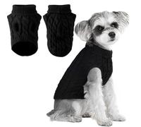 Voarge - Jersey para perro de punto, suéter caliente, suéter de punto outwear, ropa de invierno para perros, talla Bulldog francés, Chihuahua Abrigo de Dachshund (negro, XL)