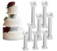 Voarge Juego de 8 columnas blancas pequeñas y grandes de plástico para tartas, columna romana, soporte de plástico para cupcakes, soporte de San Valentín, boda, cumpleaños, decoració