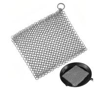 Voarge Limpiador de hierro fundido, 17,5 x 17,5 cm, acero inoxidable, para todo tipo de sartenes, sartenes de hierro fundido, parrillas y horno holandés