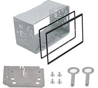 Voarge Marco para Auto Radio de Coche Universal, 2 DIN Jaula de Radio de Coche Marcos, 1 Marco de Hierro, 2 Placas de Montaje,2 Mazos de Cables, 4 Tornillos para Vehículos Universal