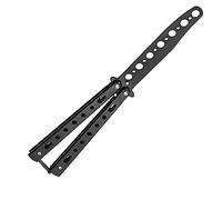 Voarge Navaja Mariposa para entrenamiento, acero, cuchillo sin filo y funda, plegable sin afilar